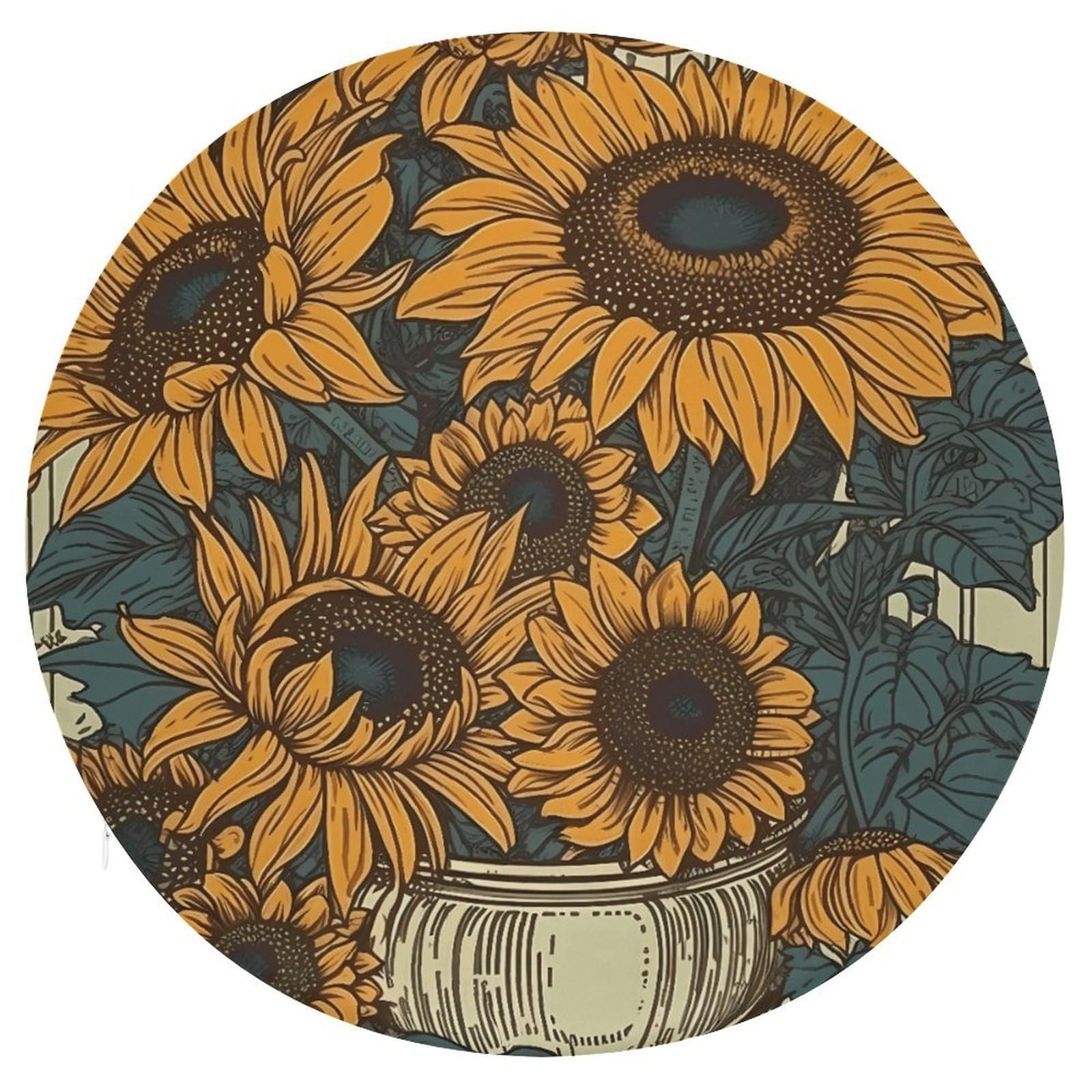 Wsoihfec Style Many Flowers Seat Cushion Round Chair Pad