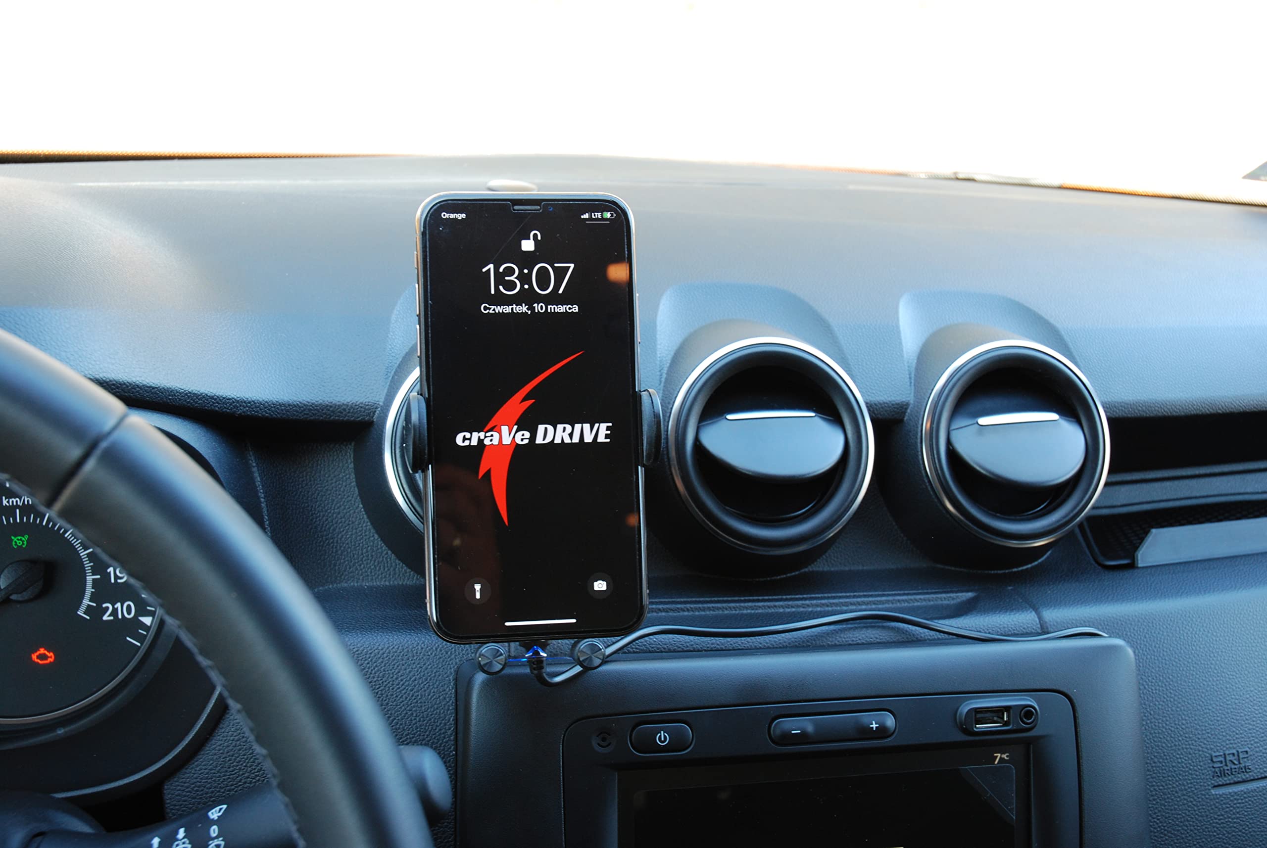 15W Supporto per Telefono con Funzione di Ricarica I Compatibile con Prese d'Aria Rotonde Dacia I Porta Cellulare con Ricarica Induttiva I per Duster Sandero Dokker Logan