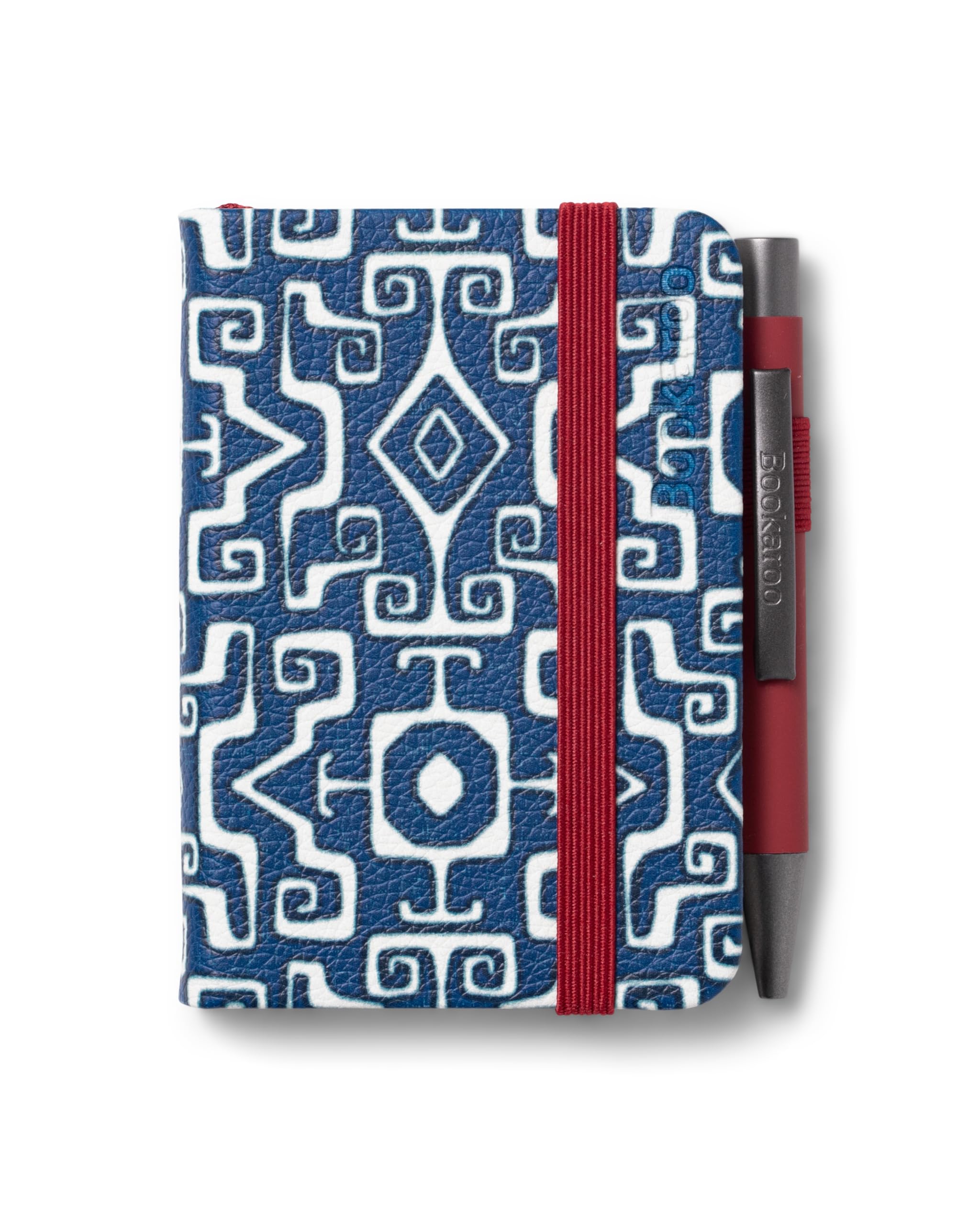 IF Bookaroo Notebook - A7 Pocket and Handbag size Notebook plus Black Ballpoint Pen, 192 pages - Navy & Dark Red - Aztec