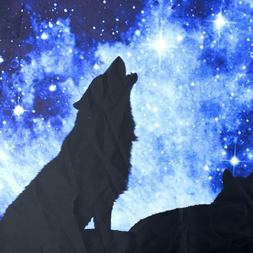 Miniatura 7 de HVEST Tapiz de lobo en la montaña para colgar en la pared, luna llena en cielo estrellado, tapices para dormitorio de niños, sala de estar,