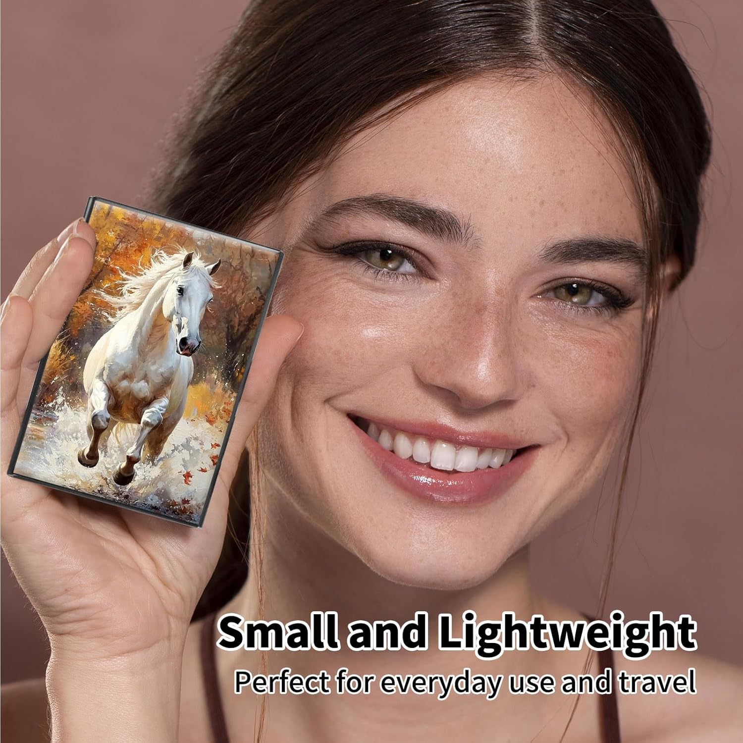 Metal Wallet,Credit Card Holder for Women Men,RFID Blocking Card Holder Wallet Mini Slim Aluminum Wallet ID Case Hard Card Case Business Card Holder Case,Watercolor White Horse - Image 7