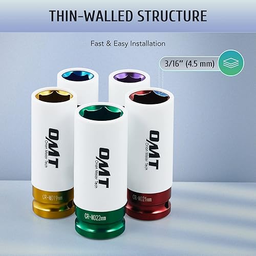 Miniatura 4 de Orion Motor Tech Juego de herramientas de llaves de impacto, 5 piezas de 15 17 19 21 0.866 in para transmisión de 12 pulgada, juego de llaves de