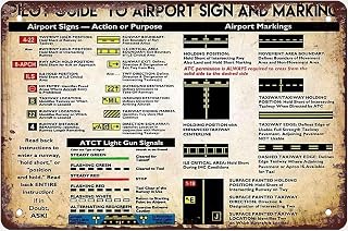 Wall Art Prints Pilot Guide To Airport Sign And Marking Metal Tin Signs Action Or Purpose Nanren Cave Bar Coffee Shop School Garage Bedroom Decoration Tie Pi Pai Bian Gift 8x12 Inch
