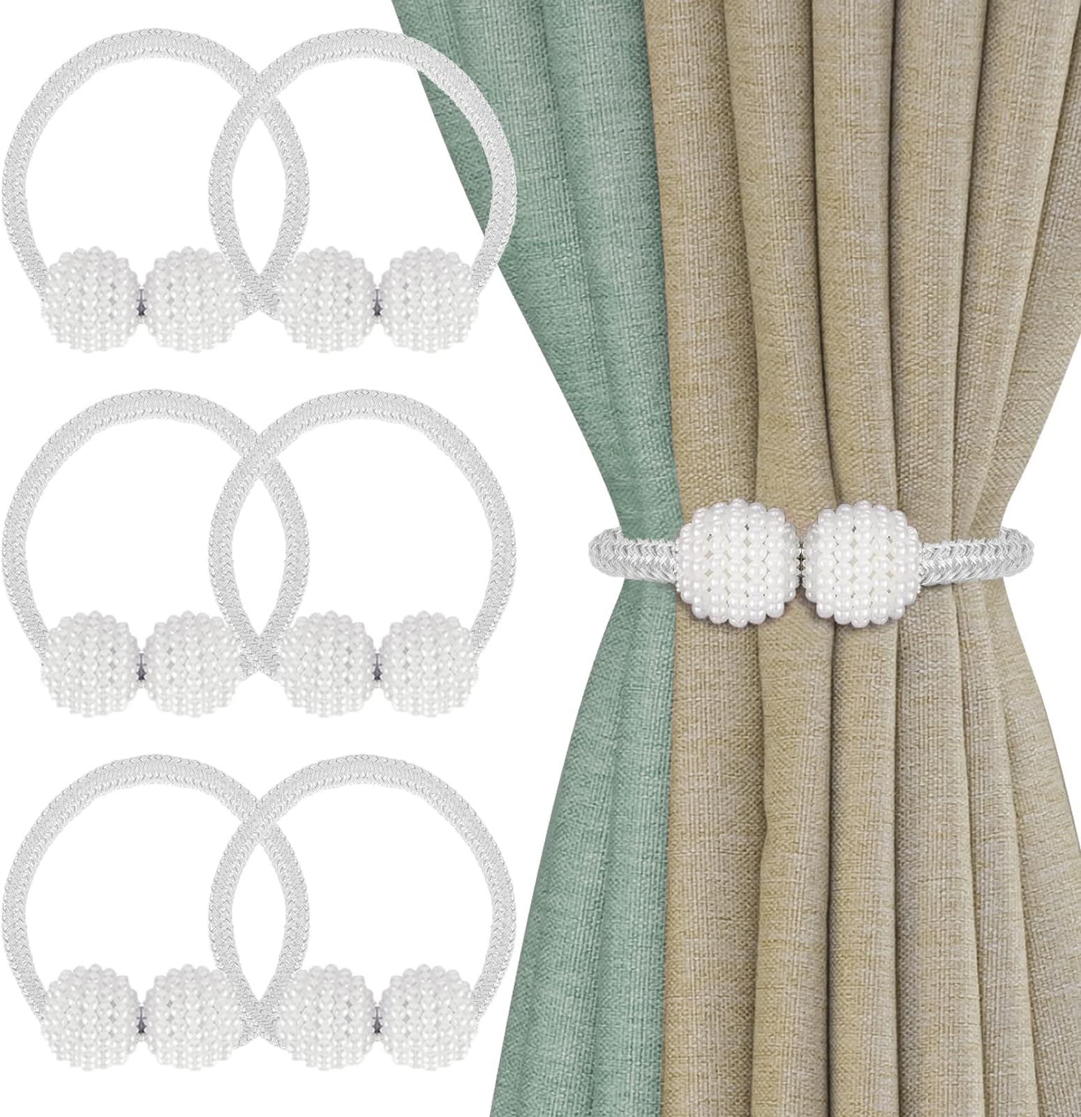 Produktbild von Blulu Vorhang Raffhalter Set - 6 Stück Geflochten Gold 65cm