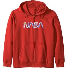 NASA Earth Photo Filled Worm Logo Space Science Zip Hoodie