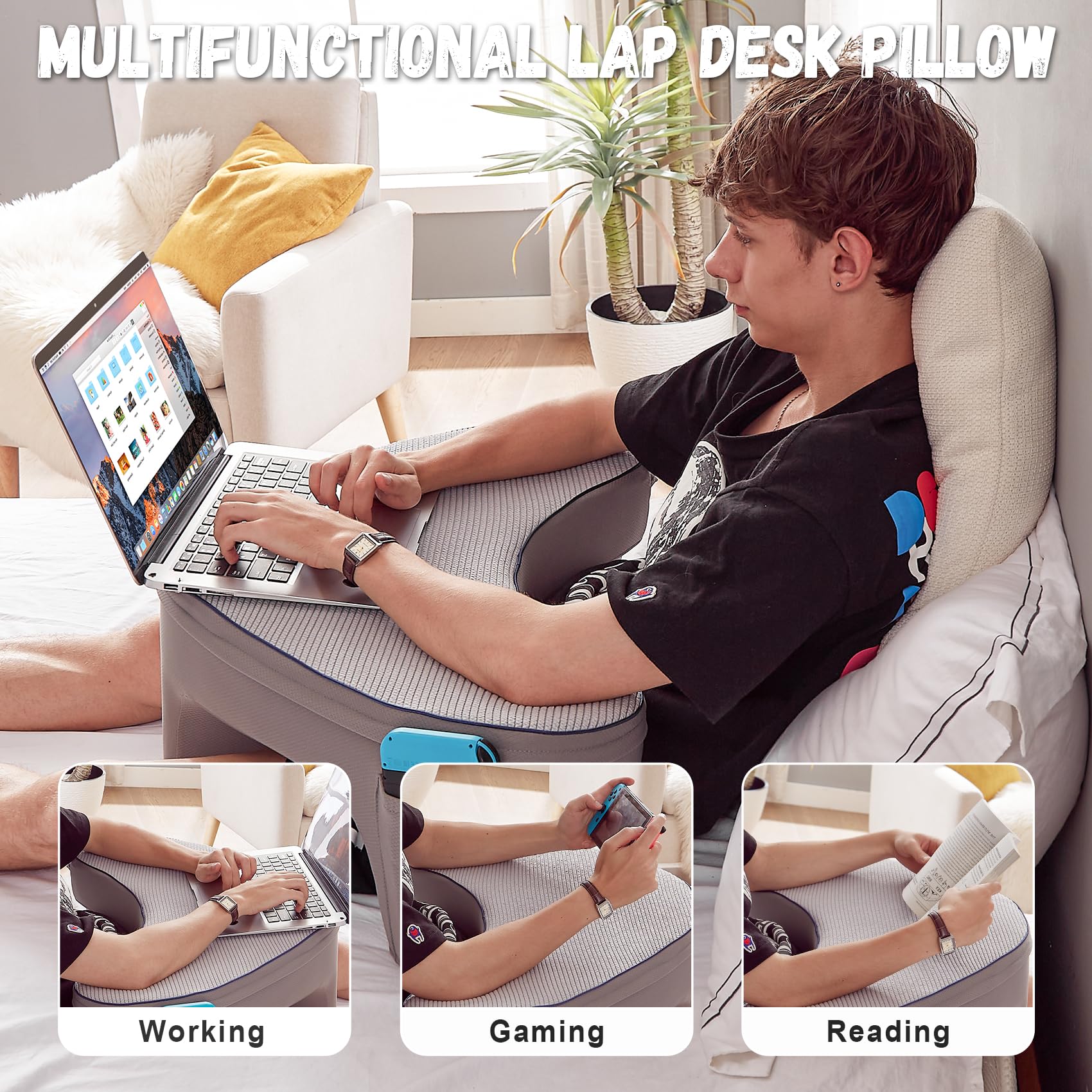 Laptop Kissen Mit Armlehnen – Memory Foam, Schoß-Schreibtisch