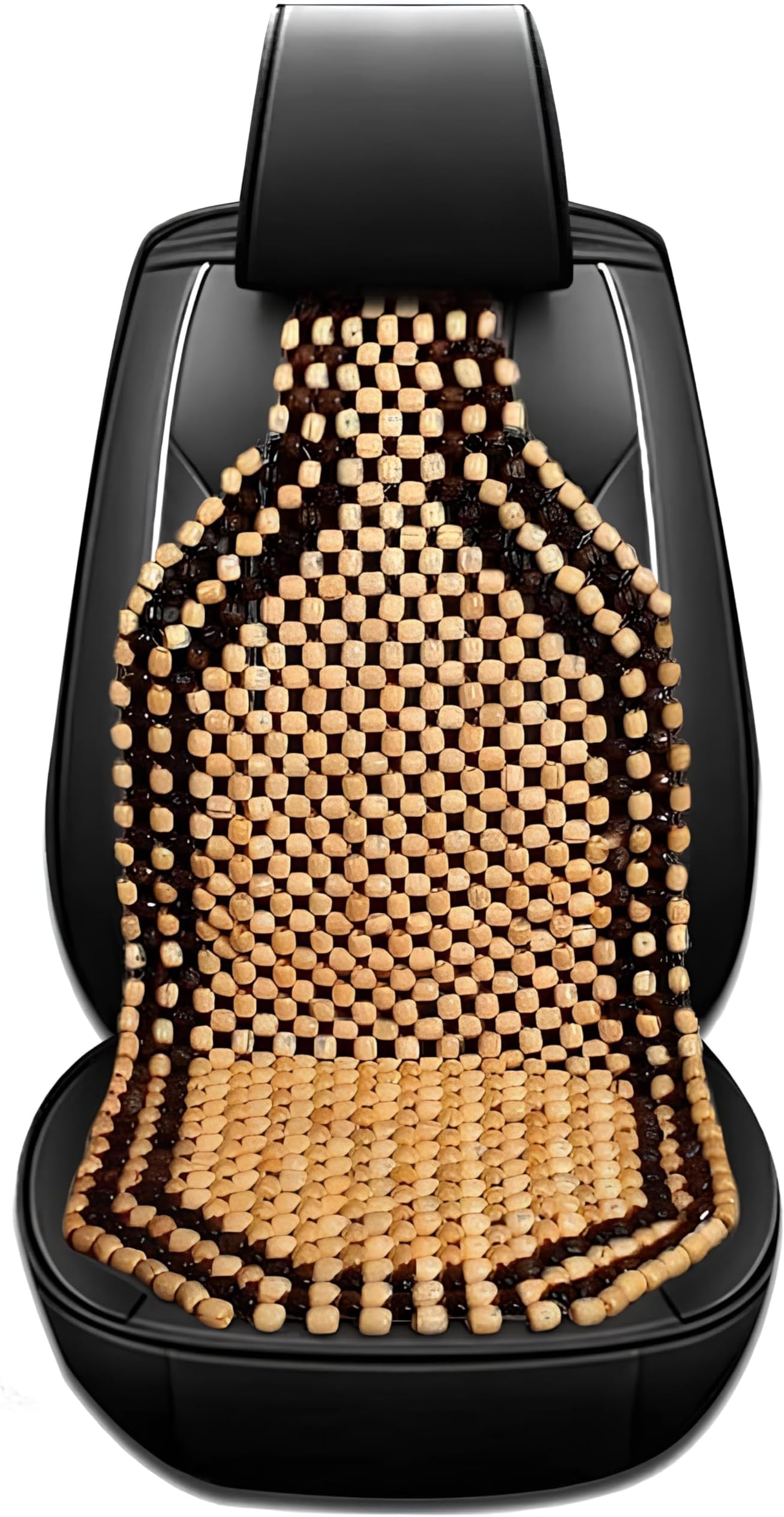 AutokraftZ CARSHADE Wooden Beaded Car Seat Beat Cushion Cover Pad for Acupressure Sitting (Cream)