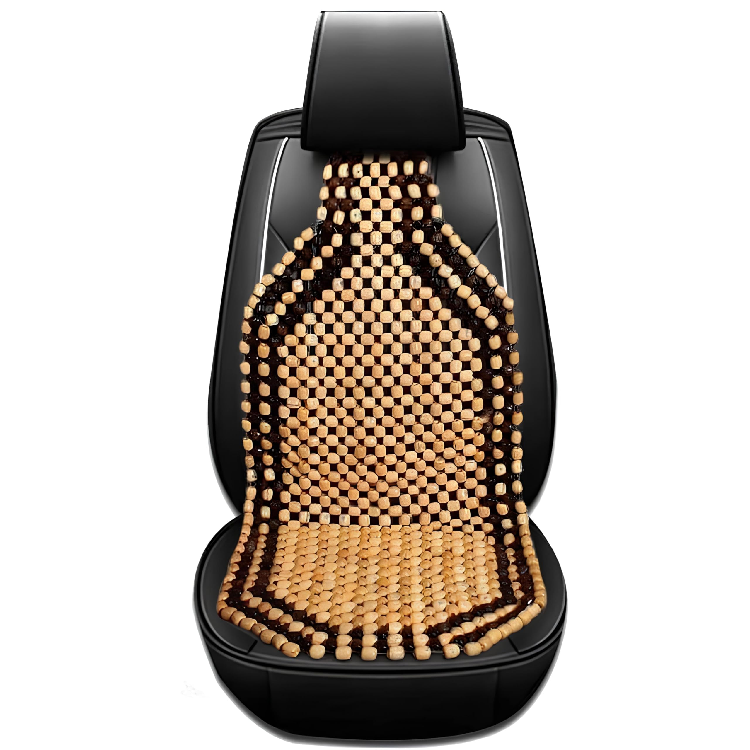 AutokraftZ CARSHADE Wooden Beaded Car Seat Beat Cushion Cover Pad for Acupressure Sitting (Cream)