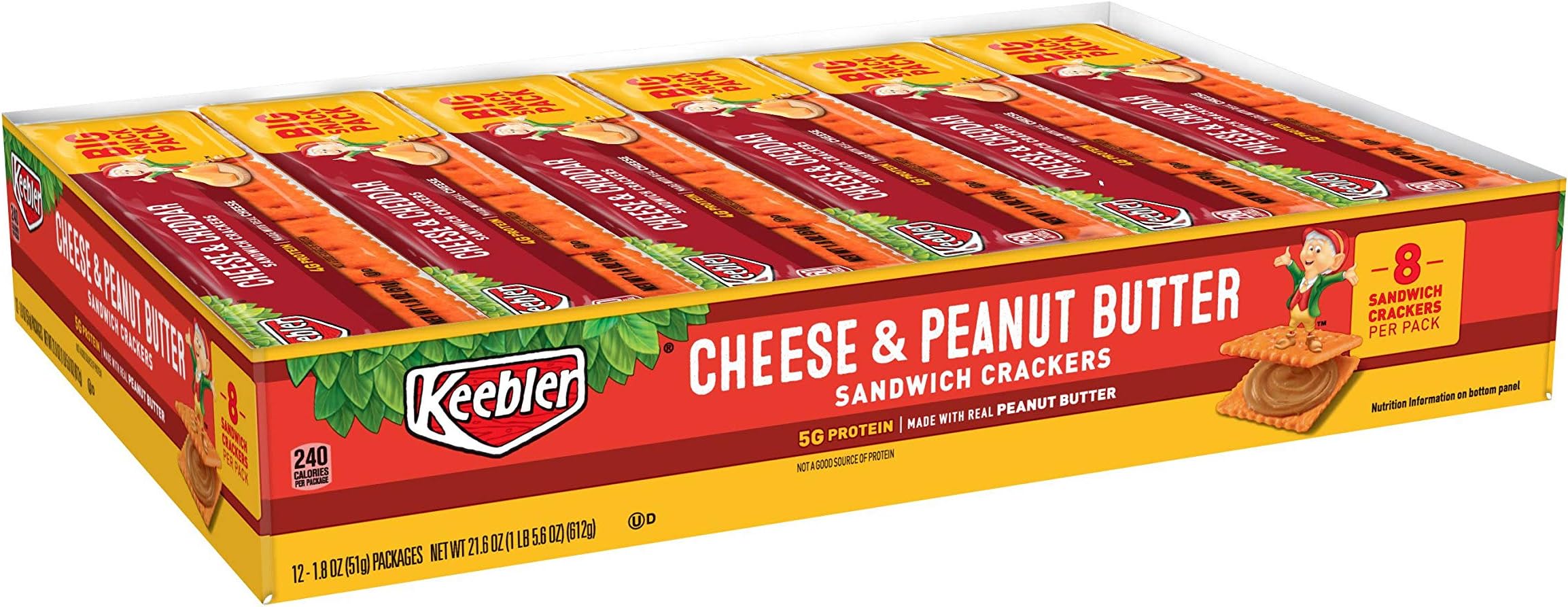 Cheese & Peanut Butter Sandwich Crackers Grab 'n Go Snacks, (12 Count of 1.8 oz Packages) 21.6 Ounce, Pack of 4