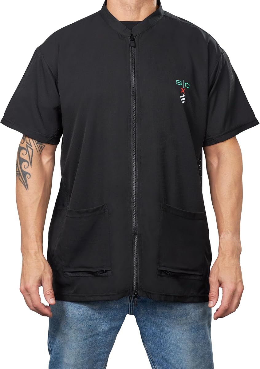 StyleCraft S|C x Barber Strong Jacket & Oversized Tee – Hair Repellent, Ultra Lightweight, Moisture-Wicking 4-Way Stretch Fabric with Vented Mesh Panels (S,M, L, XL, XXL)