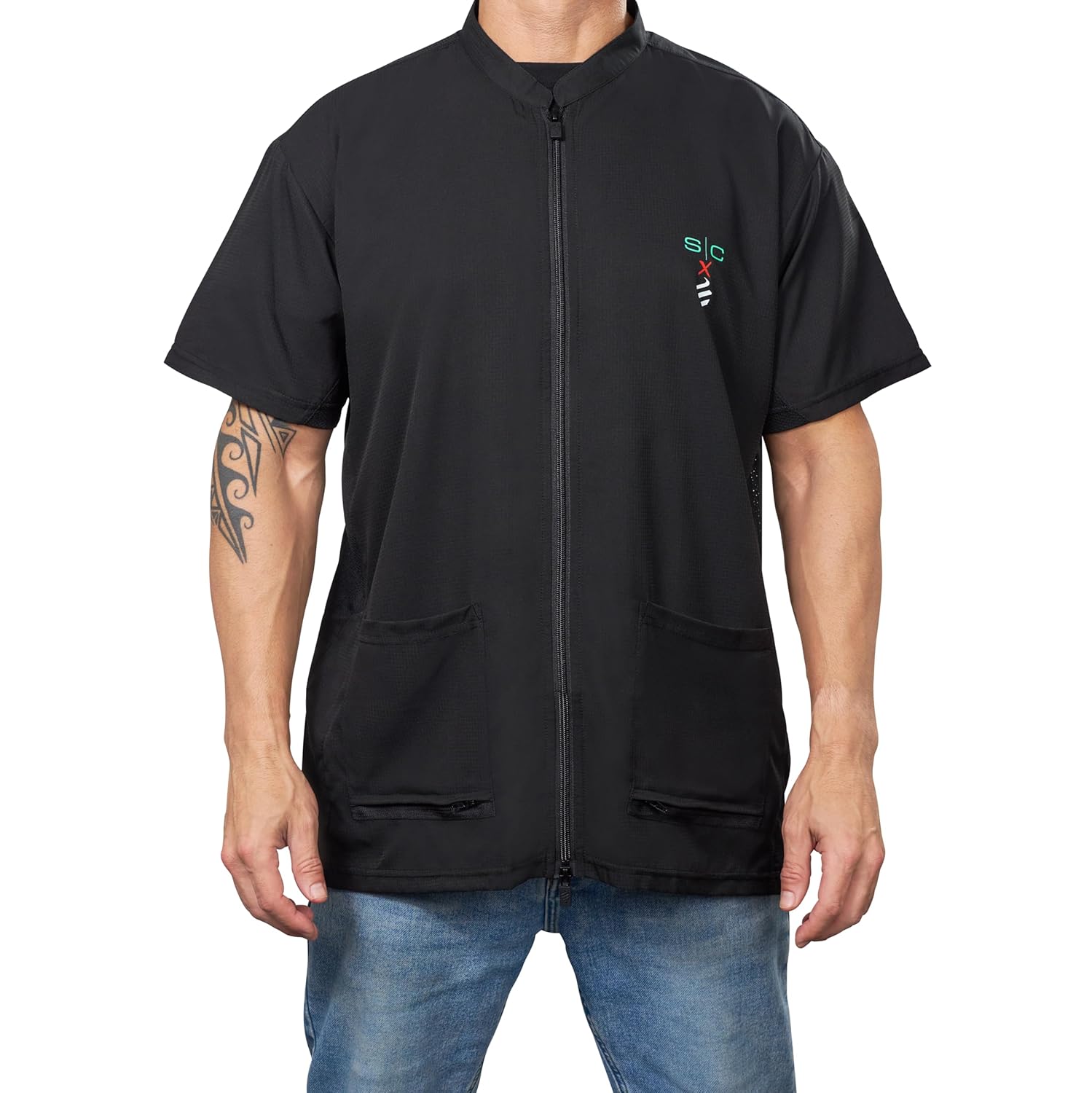 StyleCraft S|C x Barber Strong Jacket & Oversized Tee – Hair Repellent, Ultra Lightweight, Moisture-Wicking 4-Way Stretch Fabric with Vented Mesh Panels (S,M, L, XL, XXL)