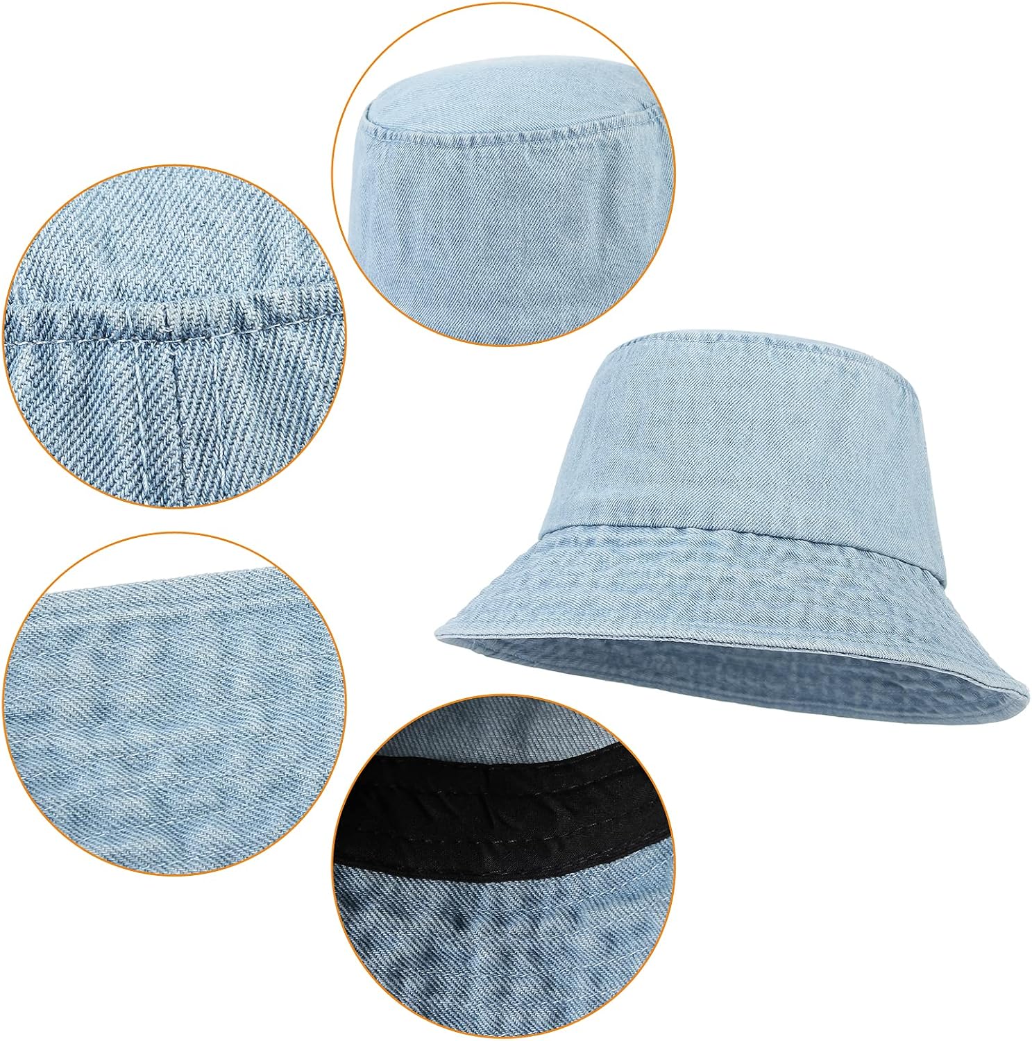 EOZY Chapeau De Soleil Femme Broderie Papillon Vintage Randonnée Casquette Chapeau Bob Plage Coton Pliable Anti-UV Voyage Été Casuel (Noir