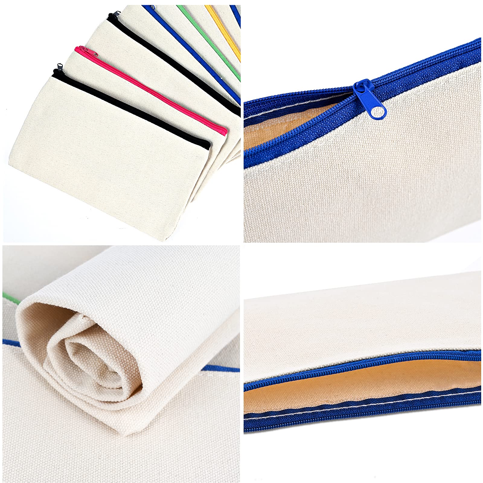 Cieex Trousse à Décorer 15 Pièces Pochette Tissu Zippée Personnalisable