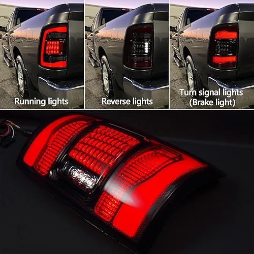 Miniatura 3 de Kingory Luz trasera LED completa para Dodge 2009-2018 Ram 1500, conjunto de luces traseras de repuesto, carcasa negra