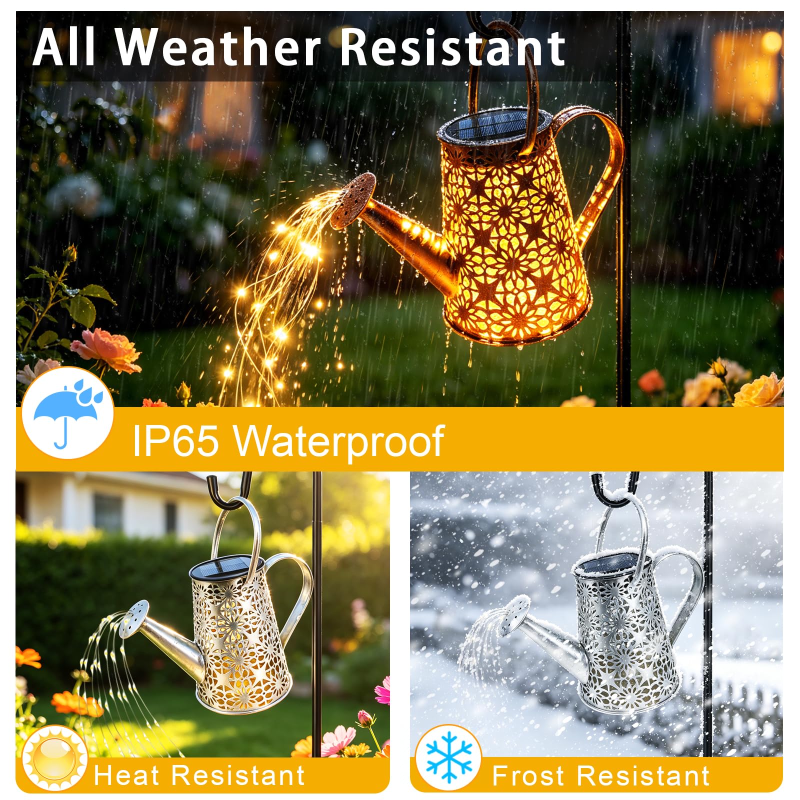 VOOKRY Solar Watering Can Lights, Large Retro Metal Hanging Solar Lights Outdoor Waterproof, Gifts for Women Mom Grandma Birthday, Outside Yard Garden Porch Lawn Patio Decoration, Warm White