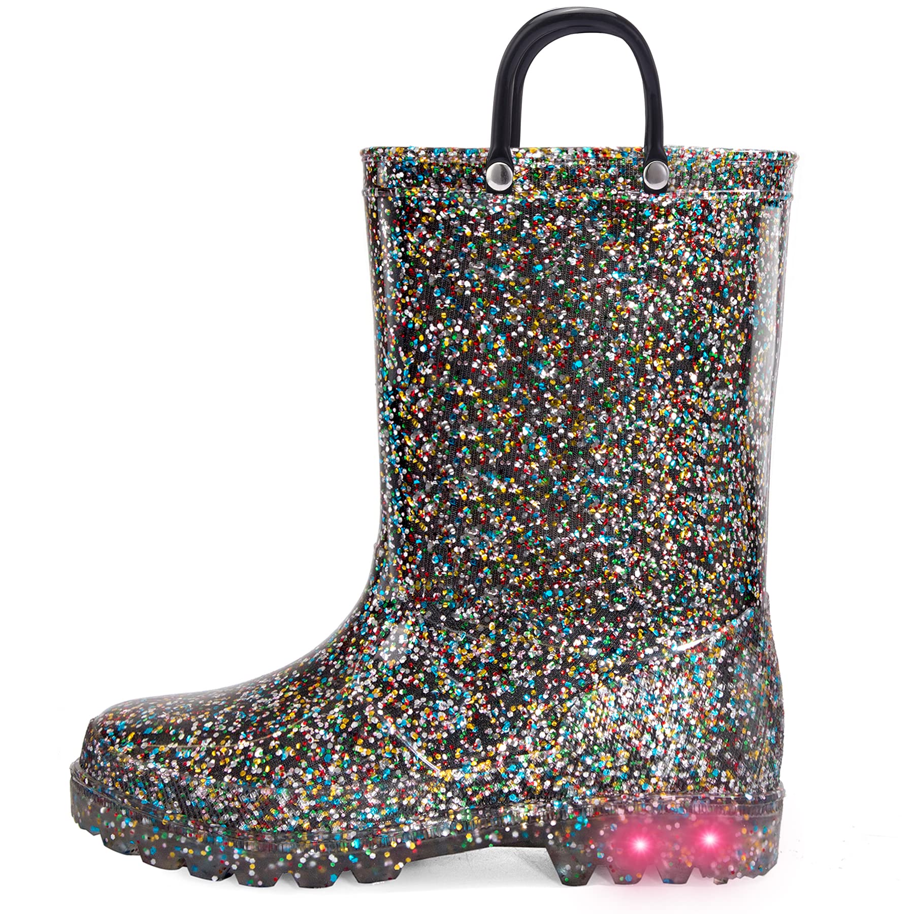 K KomFormeK Light Up Kids Rain Boots Glitter Girl Boots