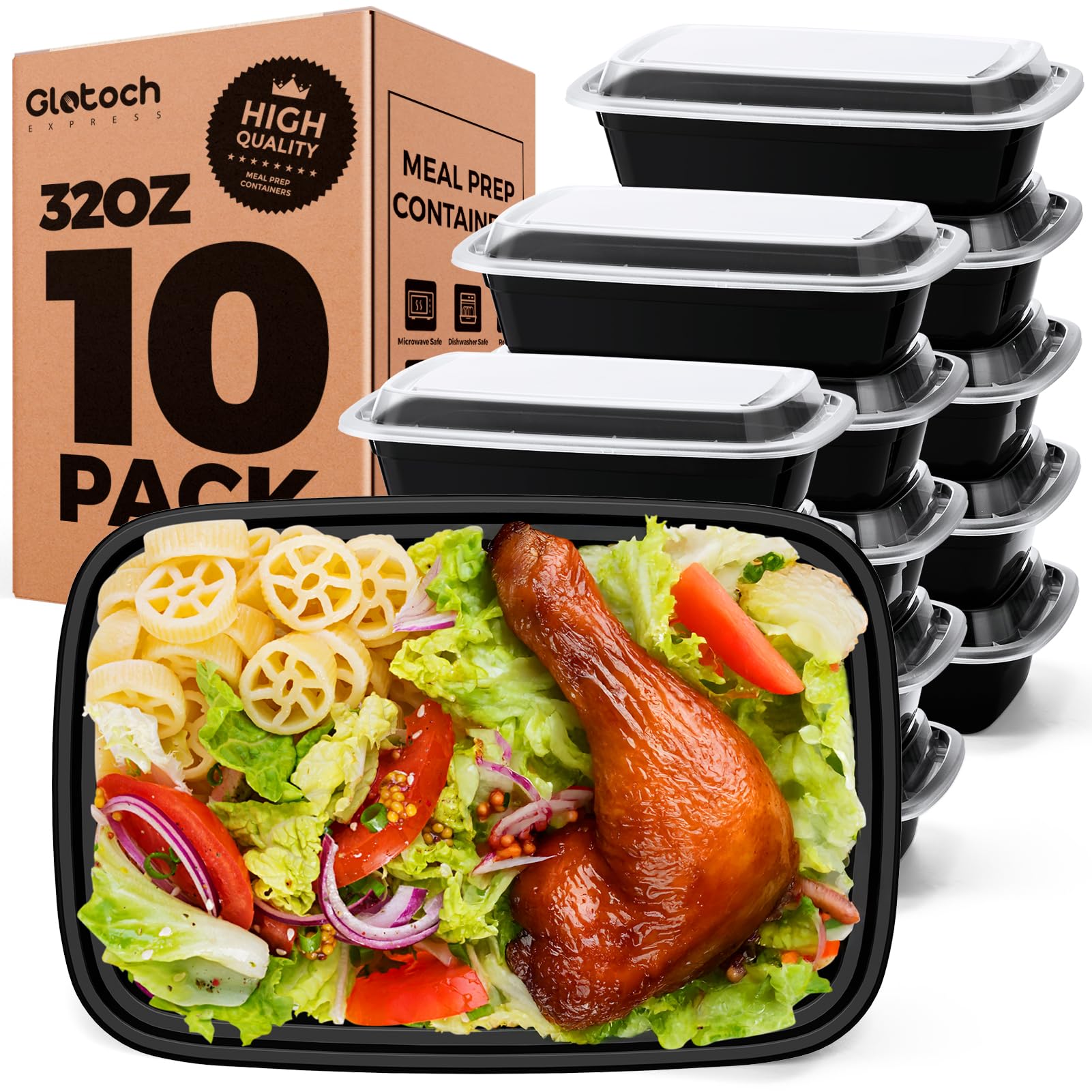 Glotoch 32oz Meal Prep Containers 10-Pack