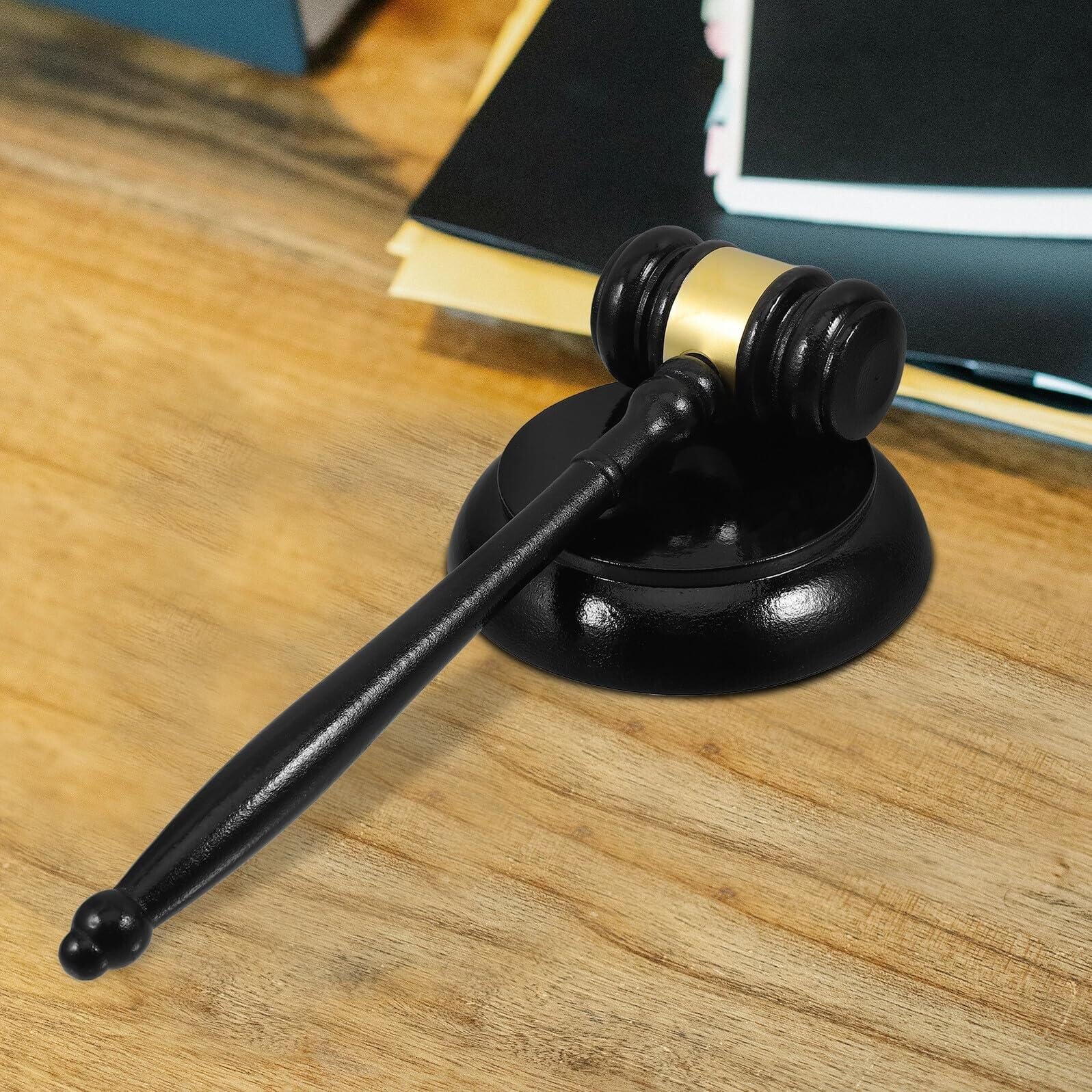 Martillo de juez de madera compacto portátil, martillo de subasta de corte hecho a mano con acabado suave for reuniones y uso legal Mazas de madera
