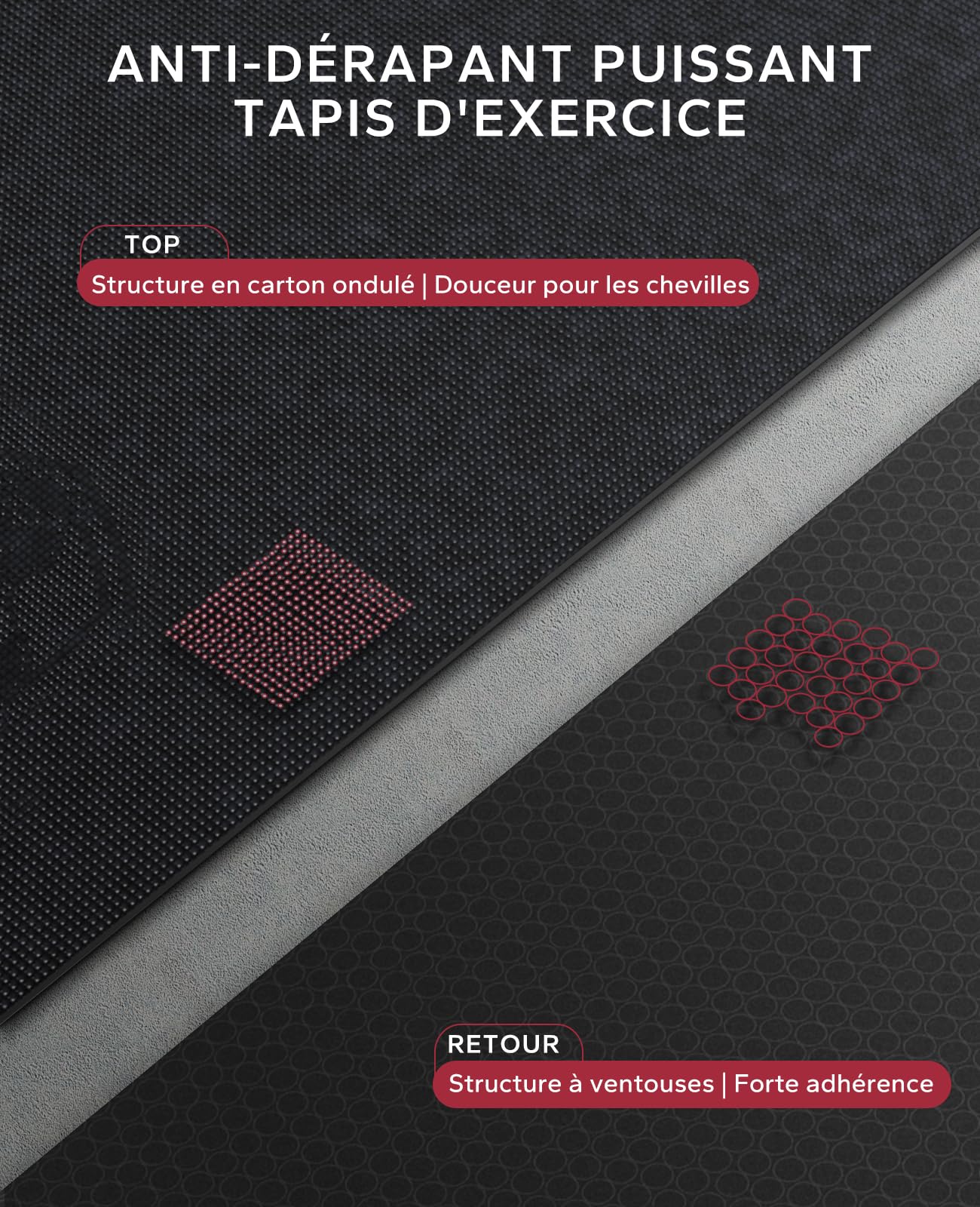 HAPBEAR Tapis d'Exercice Extra Large, Antidérapant, Ultra Durable, Tapis de Gym épais pour Pilates, Aérobic, Tapis de yoga, Tapis de Gym Haute Densité