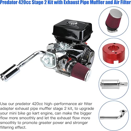 Miniatura 3 de YOXUFA Filtro de aire de escape encabezado silenciador etapa 2 Asamblea para Predator 420cc 301cc 389cc GX390 GX270 8hp 13hp Mini Bike Go Kart Golf