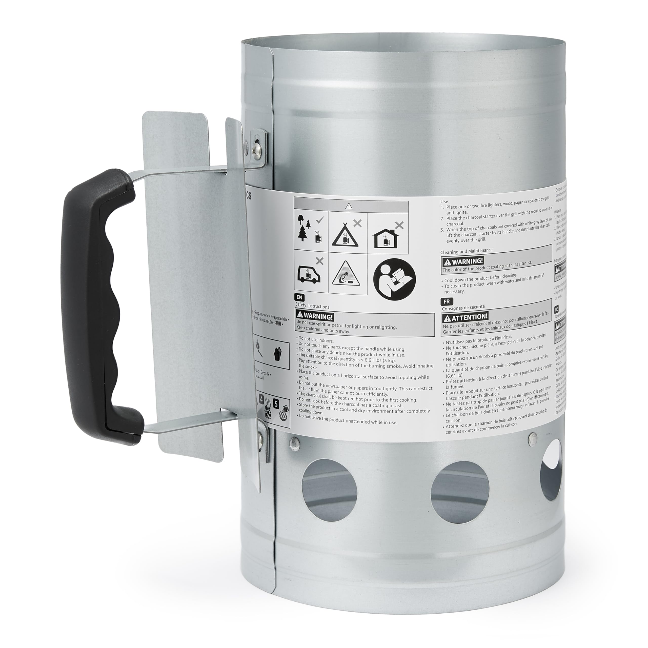 Amazon Basics Encendedor de carbón para barbacoas y Parrillas de carbón, Plateado, Paquete de 1 Unidad - 5