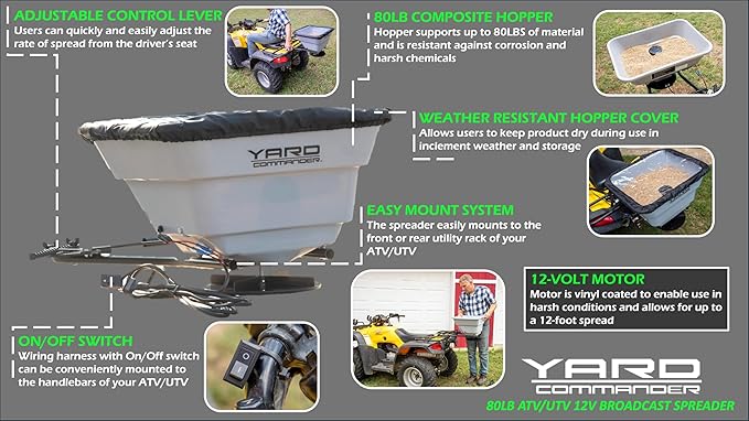 Esparcidor de 80 lb para ATV/UTV - 12V - Sal, Semillas, Fertilizante miniatura 3