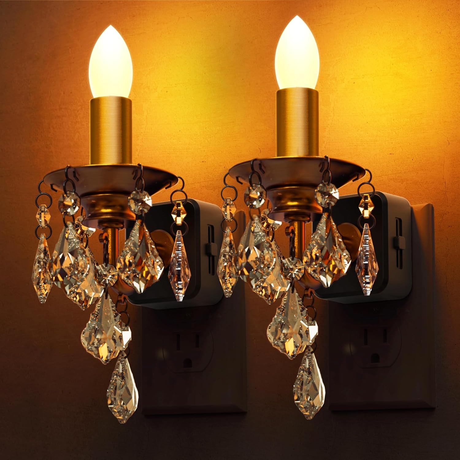 L LOHAS LED Flameless Candle Night Light, 2 Pack Night Lights Plug into Wall, LED Candle Night Light with Light Sensor, 0-100LM Dimmable Nightlight, for Dinning Room, Living Room, Bathroom, Hallway