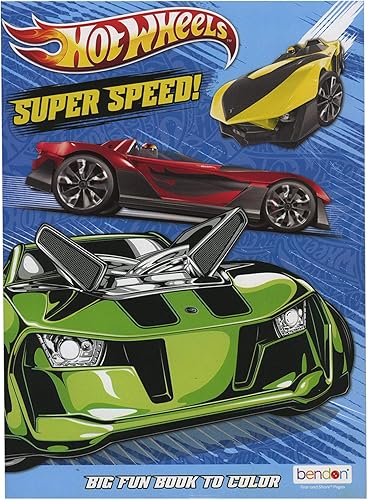 HOT Wheels - Libro para colorear con 1 título, divertido libro de ejercicios para aprender a dibujar y colorear, regalo para actividades de niños