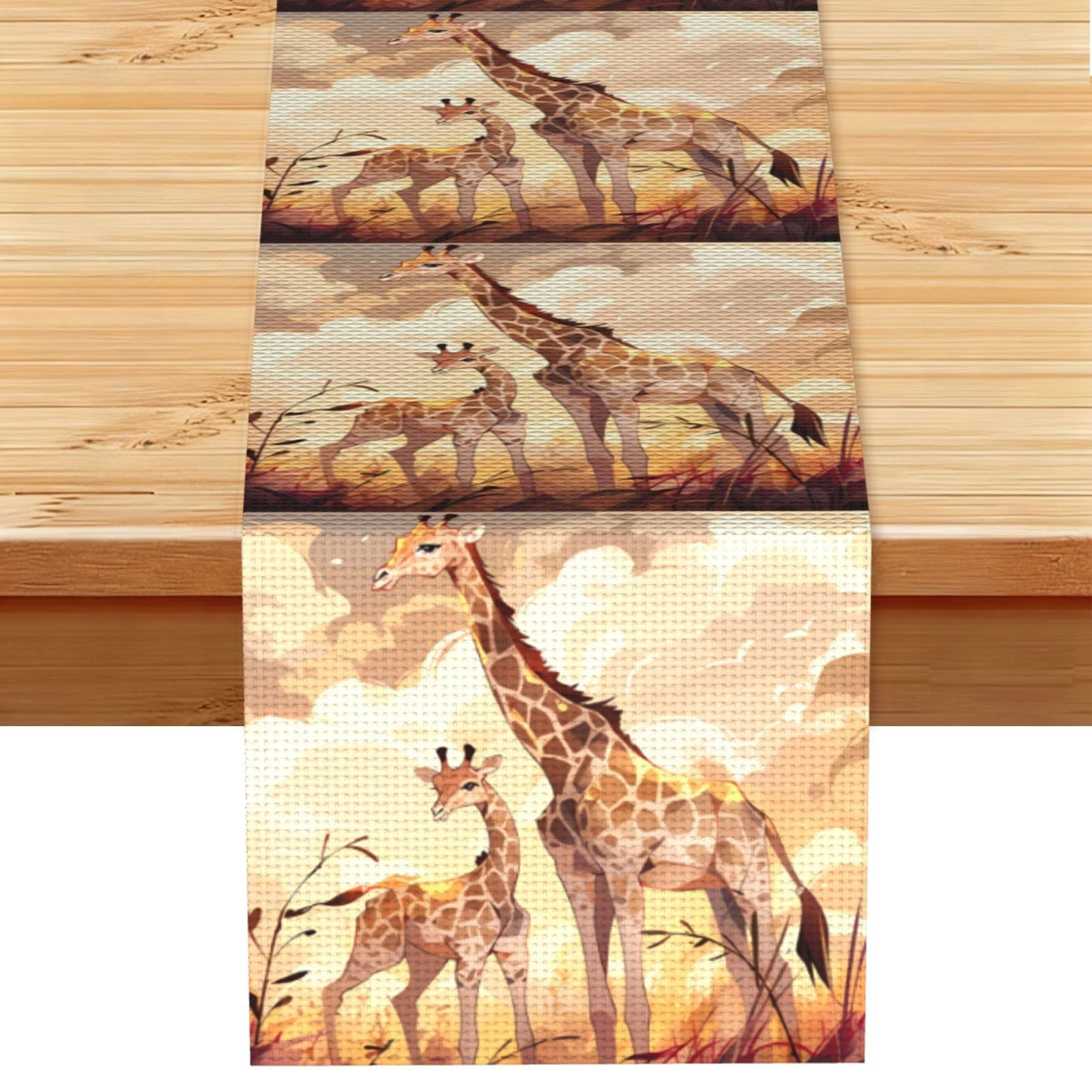 Giraffe mother and child Table Runner 13x72 Inch Dining Decor