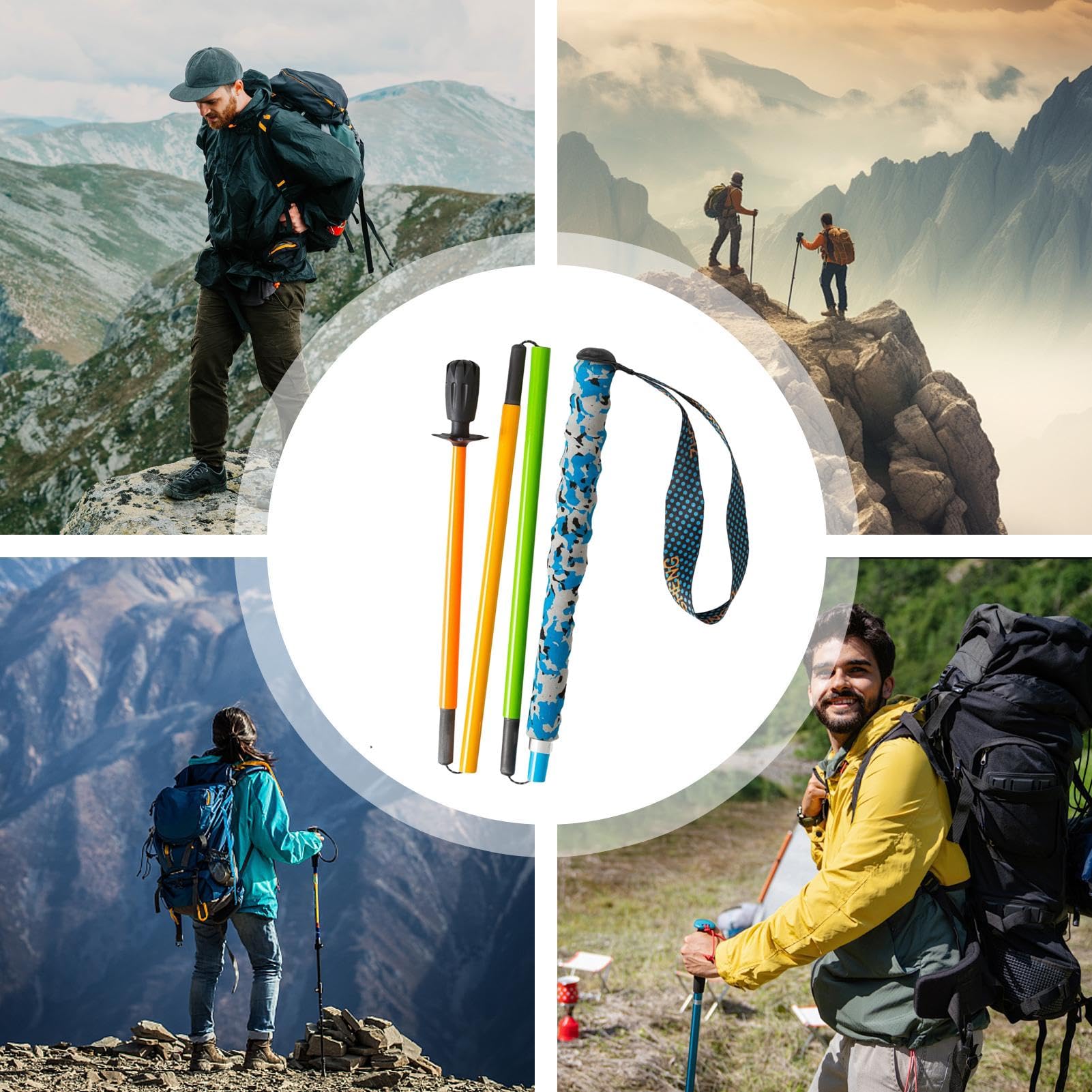 Kijki alpinistyczne, 5 części, składane kijki trekkingowe z włókna węglowego, ultralekkie kijki trekkingowe, wsparcie równowagi, lekkie kijki trekkingowe, łatwe w użyciu, przenośne dla kobiet i