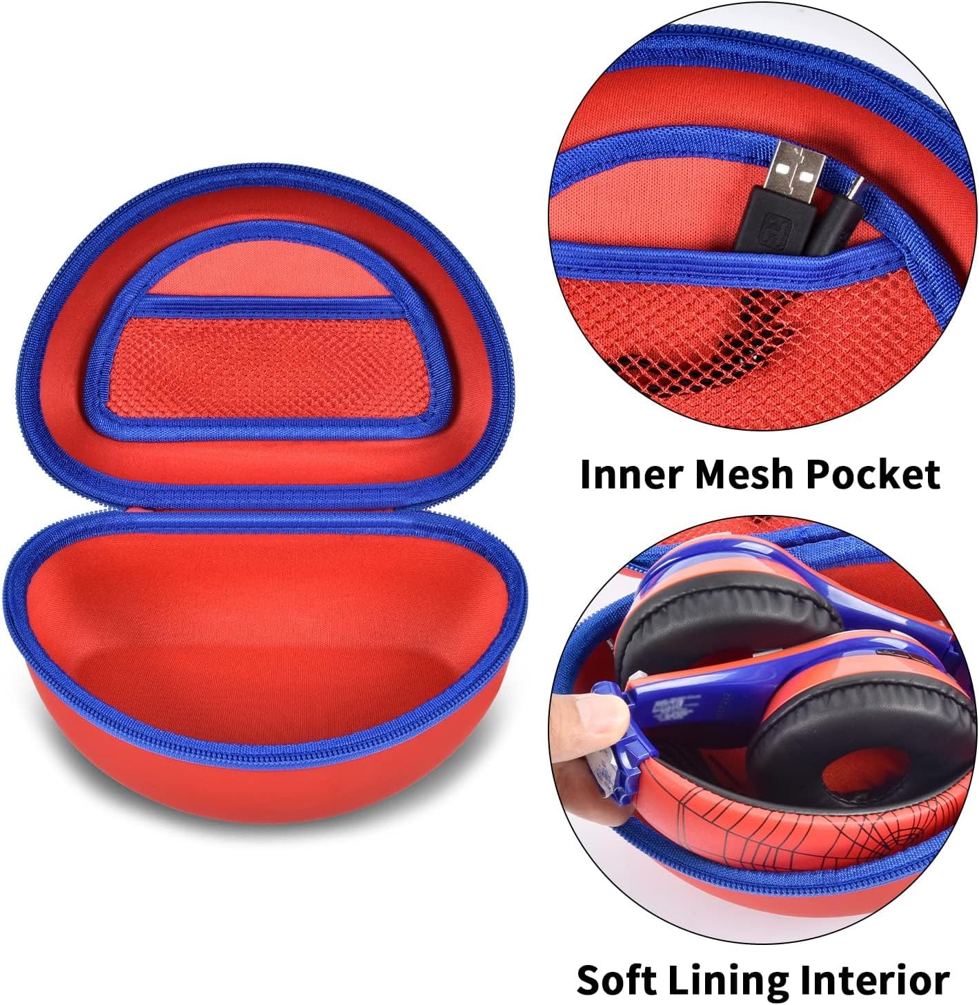 ANKHOH Case for eKids, for Beats Studio Pro, Solo3, Studio3, Solo2 Wireless Bluetooth Portable Headphones, Kids and Toddler Headband Storage Holder Bag Pouch (Box Only)-Red - Image 3