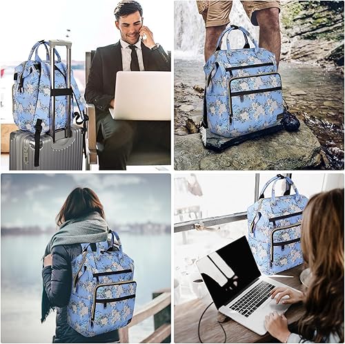 Miniatura 5 de Mochila para laptop para mujeres y hombres, bolsa universitaria de 15.6 pulgadas con puerto USB, bolsillo RFID, impermeable, mochila de trabajo de