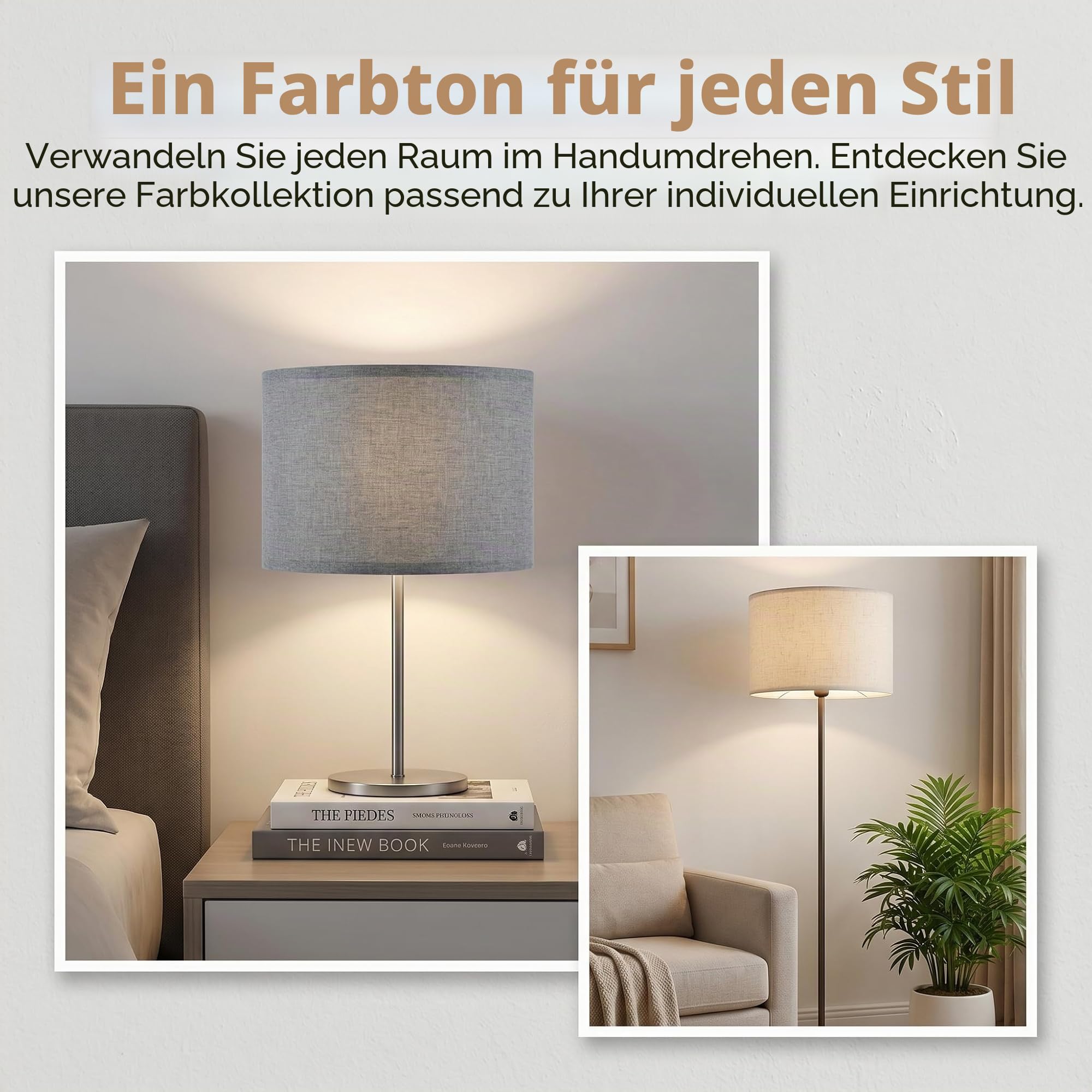 Stoff Lampenschirm, Beige lampenschirm für Tischlampe Wandlampe Nachttischlampe und Stehlampe, Naturleinen Hardcover Handgefertigt, lampenschirme mit Konverter für E27, E26,E14,11mm