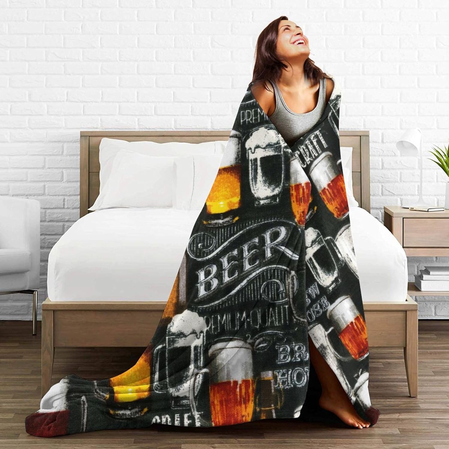 Cool Beer bar Craft Brewery Blanket Super Soft Flannel Blanket Comfy Cozy Throw Blanket Couch Lightweight Blankets for Living Room Bedroom 80"x60"