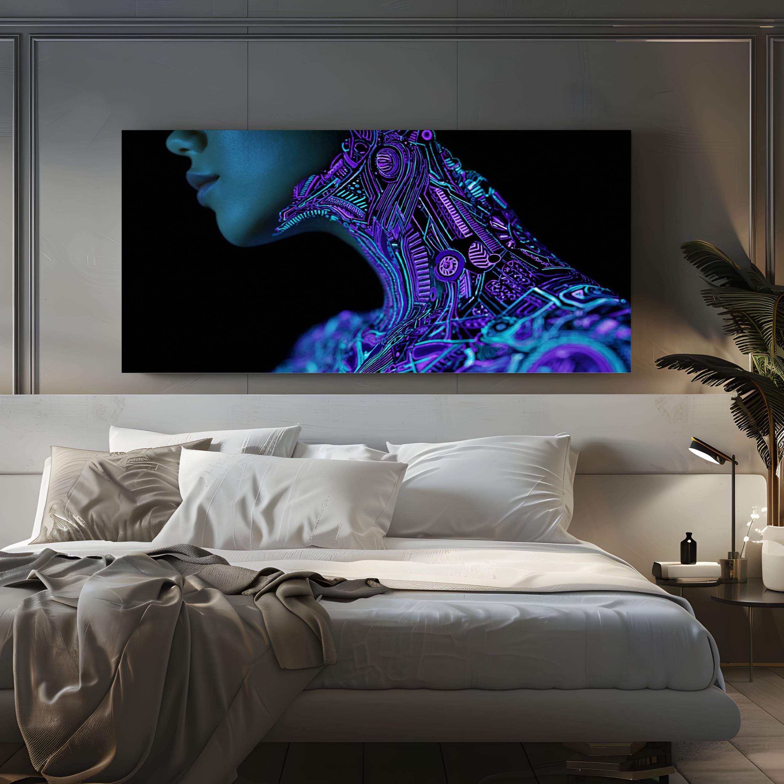 Quadro Moderno Camera da Letto Profilo di fantascienza Decorazione Murale Codice digitale Stampa su Tela Senza Cornice Anatomia moderna Soggiorno Ufficio 70x140 cm