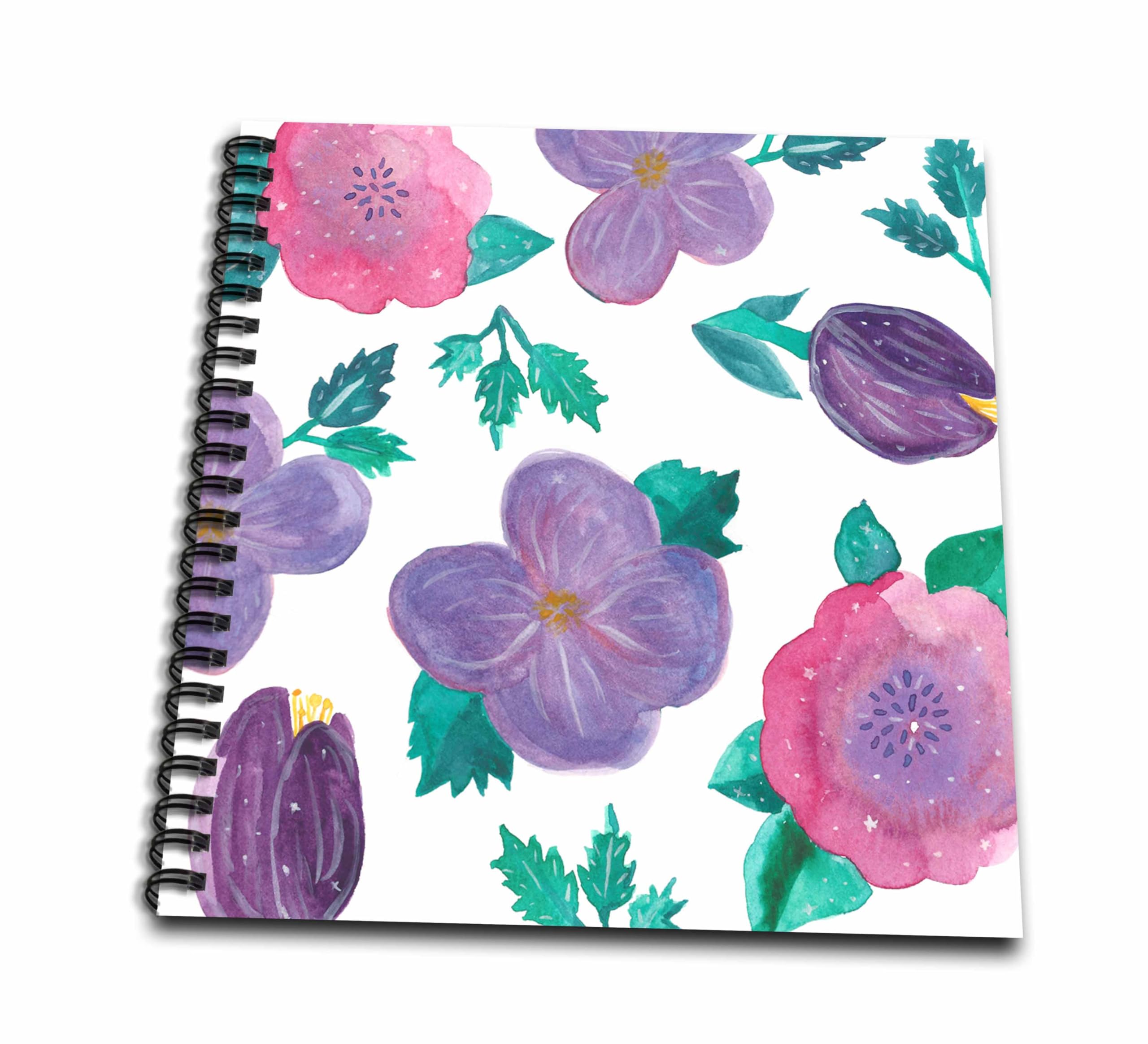 3dRose White Swan Nature Drawing Book - 8x8 Inch Spiral Bound Sketchbook With 50 Blank Pages