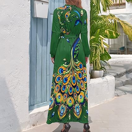 Amazon.co.jp: [KANAKO] 孔雀羽 孔雀模様 目玉羽 ワンピース