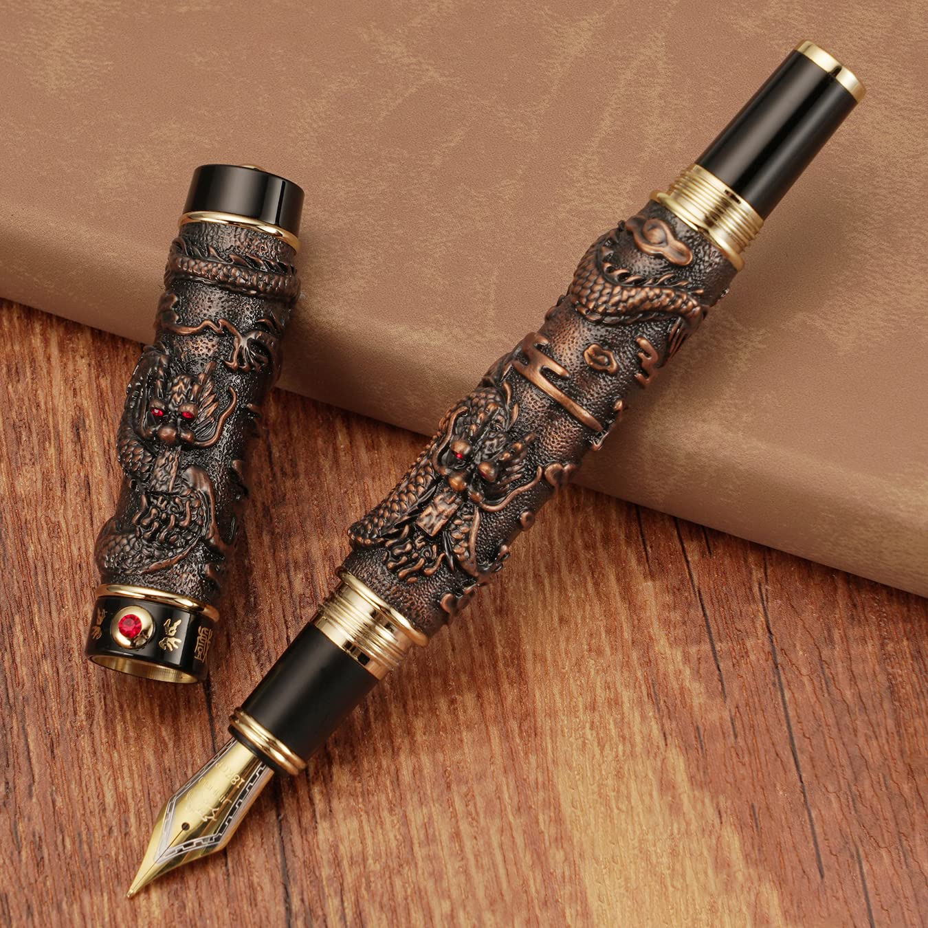 Amazon.co.jp: Jinhao ビンテージ ラグジュアリー ドラゴン 万年筆