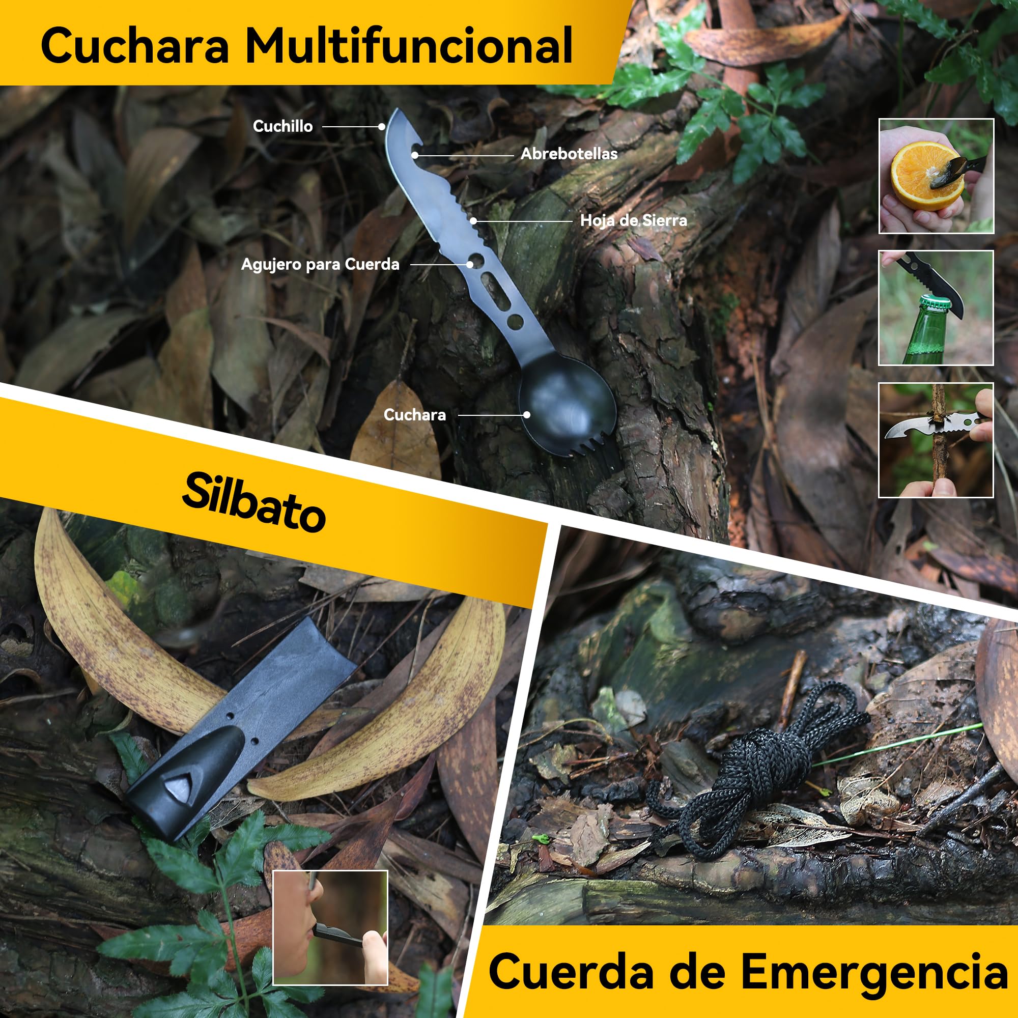 14 en 1 Multifuncional Kit de Supervivencia Bolsa - Profesional Paquete de Herramientas con Manta de Emergencia para Viajar Caminar Acampar al Aire, Montañismo,Senderismo,Caza, Apagón