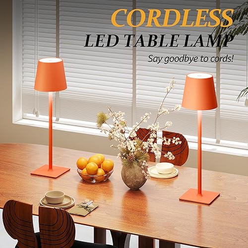 Miniatura 3 de Paquete de 2 lámparas de mesa inalámbricas, 3 colores de atenuación continua, batería recargable de 5000 mAh, lámpara de escritorio LED para