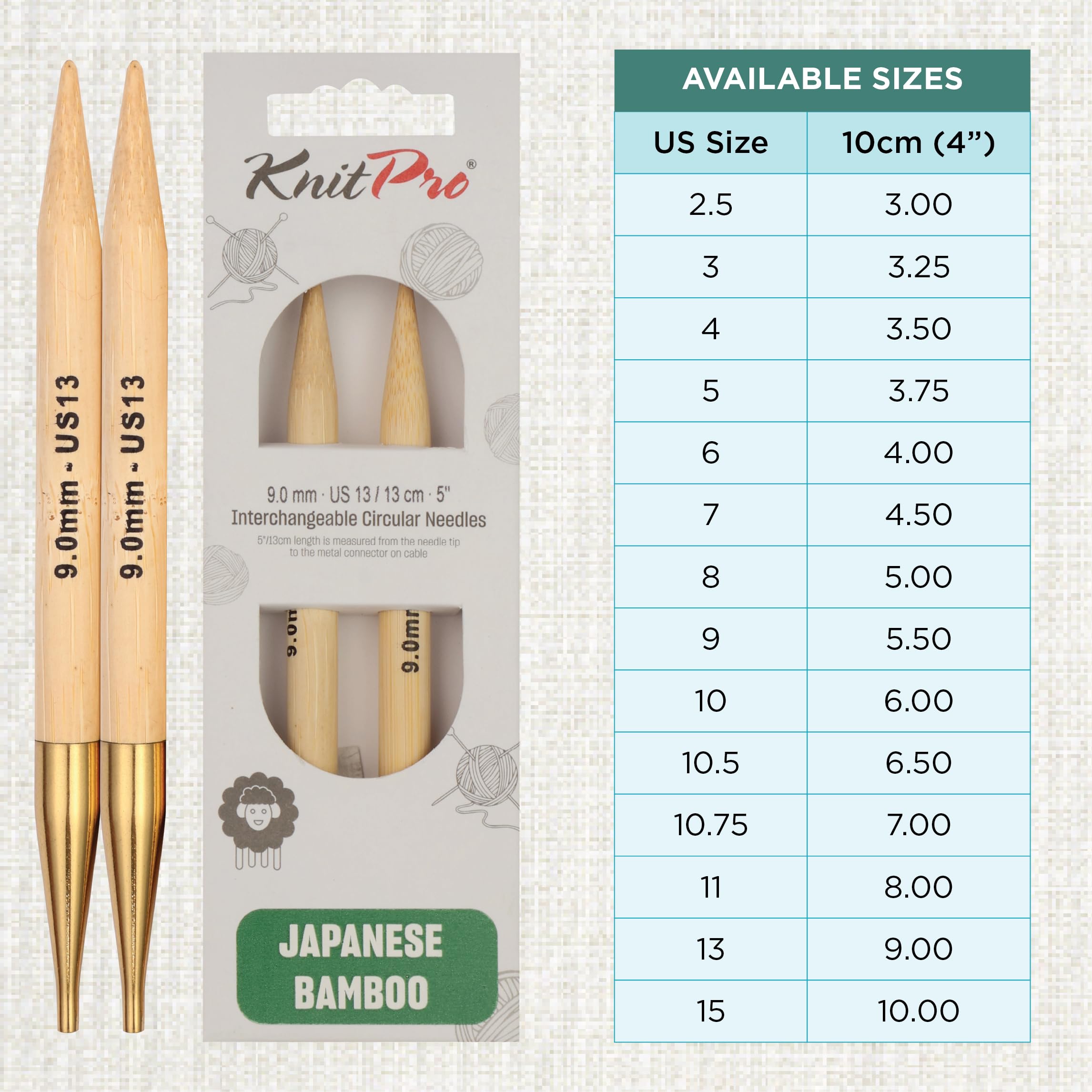 KnitPro Bamboo interchangeable needle tips 9.00mm - 3pcs - Image 4
