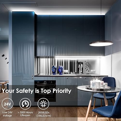 Miniatura 2 de PAUTIX COB - Tira de luces LED blancas de 5000 K, 20 pies/20.0 ft, cinta LED flexible CRI90+, DC24V para proyectos de iluminación de bricolaje en