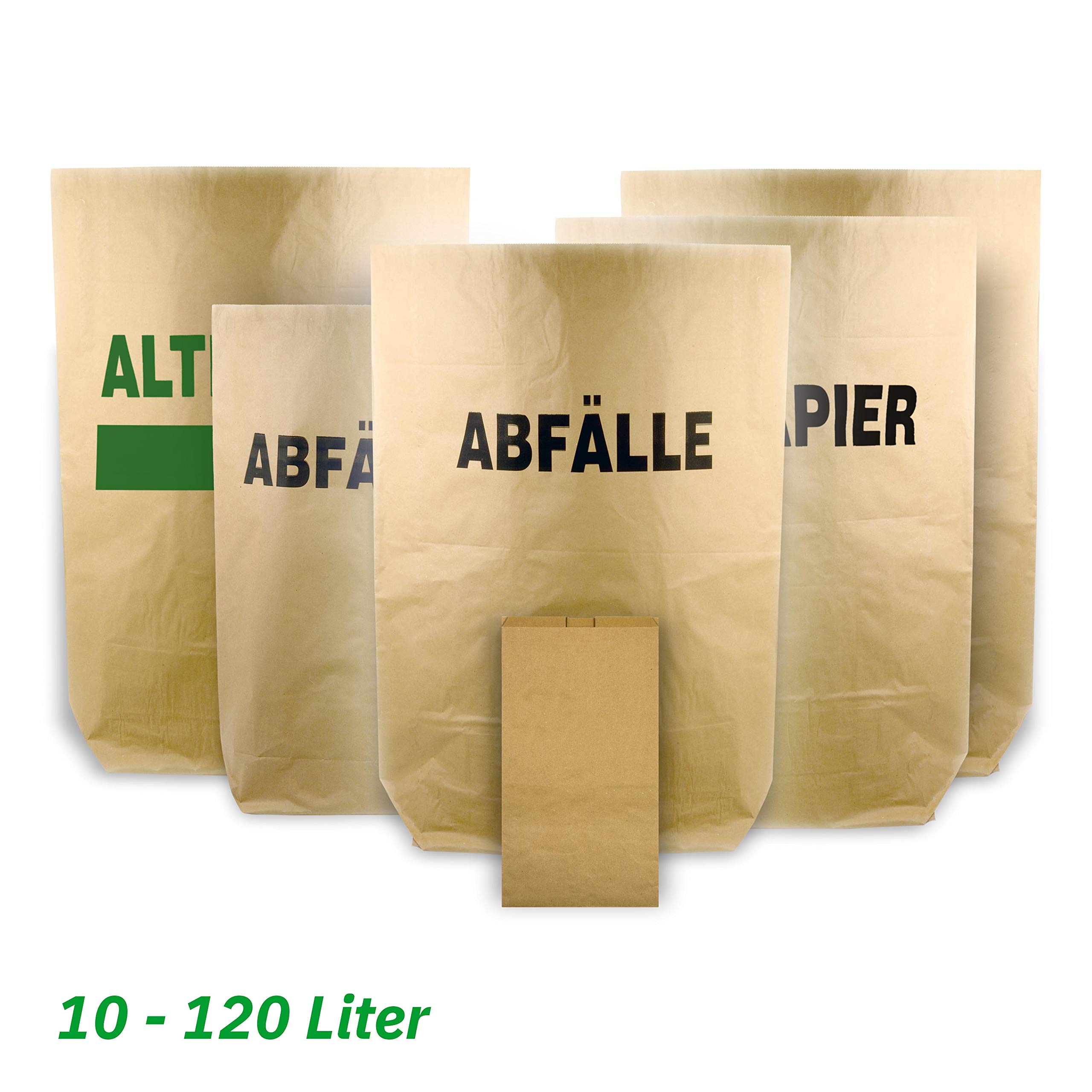Hypafol Bio Papier Müllbeutel 50 Stück | abbaubare braune Biomüllbeutel für kompostierbare & biologische Abfälle und mehr | ohne Plastik | 2-lagig, Tüten mit 50 L Fassungsvermögen | 450x600+200 mm