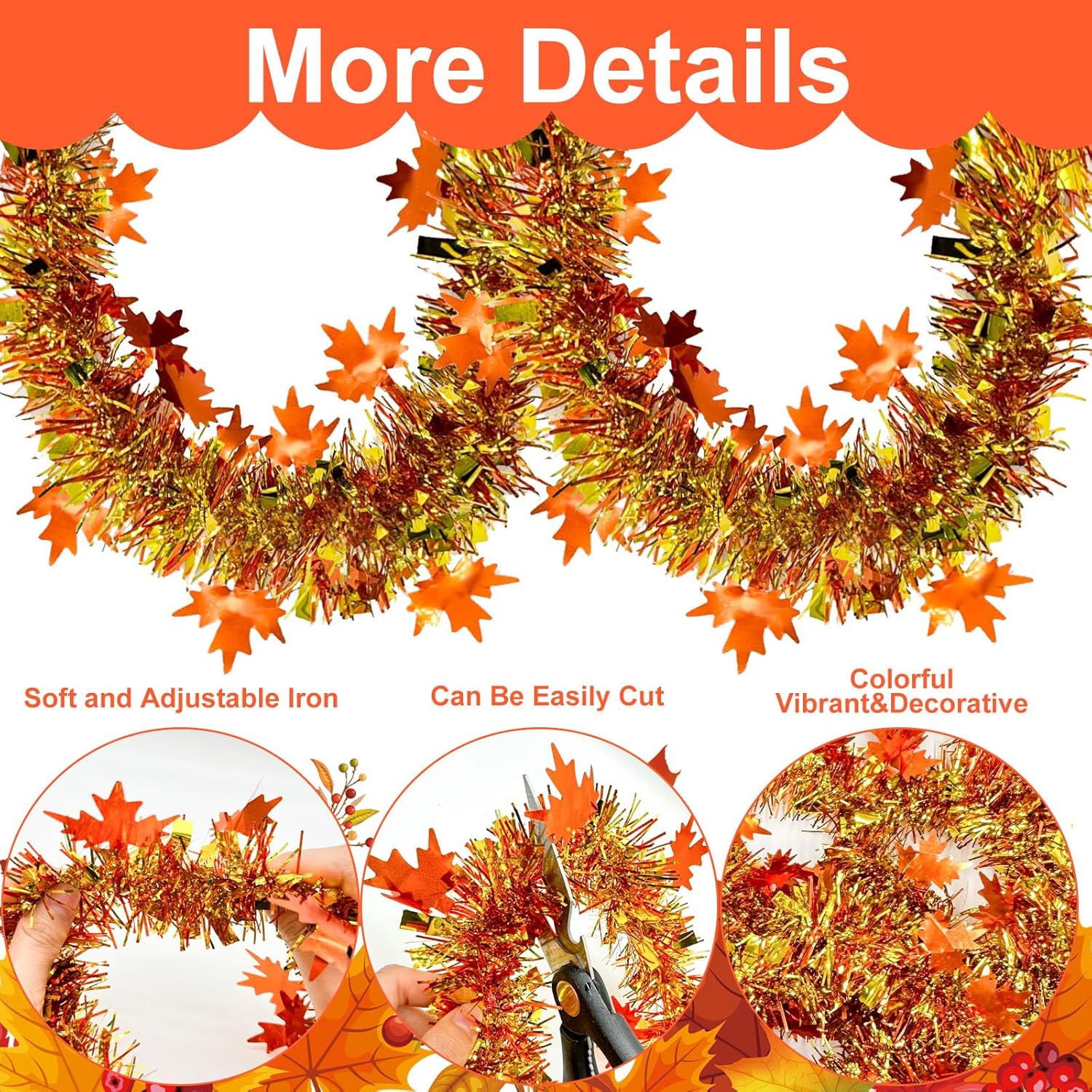 Paquete De 2 Decoraciones De Otoño Para El Hogar, Luces De Hoja De Arce, Multicolor, Total De 20 Pies, 40 LED, Funciona Con Pilas, Guirnalda De Hojas