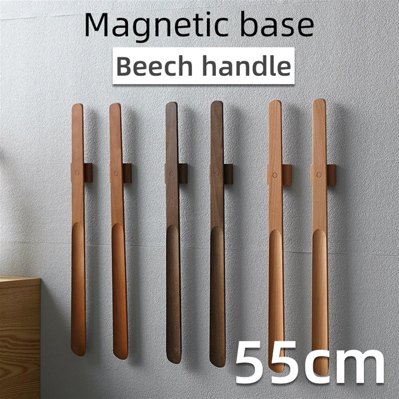 Lange Houten Schoenlepel met Magneet en Wandhouder 55 cm