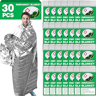 CXYARY 30 Pack Emergency Thermal Blanket Survival, 84” x 52” Mylar Blanket, Space Blanket, Silver Foil Blanket, Survival K...