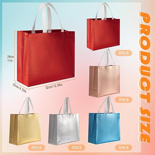 Miniatura 9 de LUCKIPLUS Paquete de 25 bolsas de regalo de tamaño grande, bolsas de regalo reutilizables a granel con asa para bodas, despedidas de soltera,