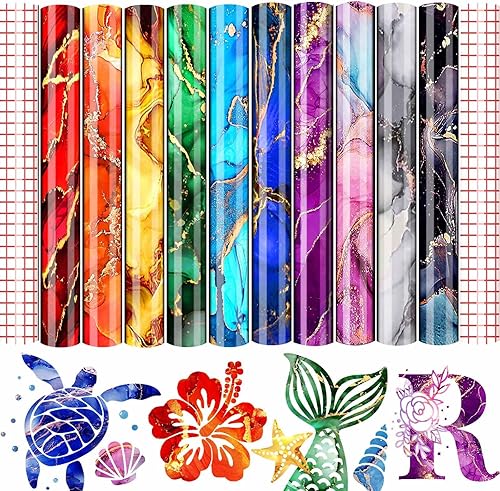 Cysincos - Vinilo adhesivo permanente, 12 x 10 pulgadas, patrón de vinilo permanente para exteriores, para decoración de automóvil, taza,