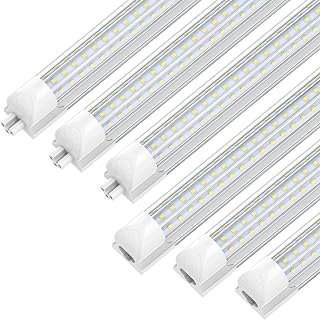 CNSUNWAY Led Shop Lights, 4FT LED Light 50W 7500LM 6500K Daylight White, D Shape Garage Light, Linkable Clear Cover T8 Integrated for Garage Workshop Workbench, ETL Listed(6-Pack)