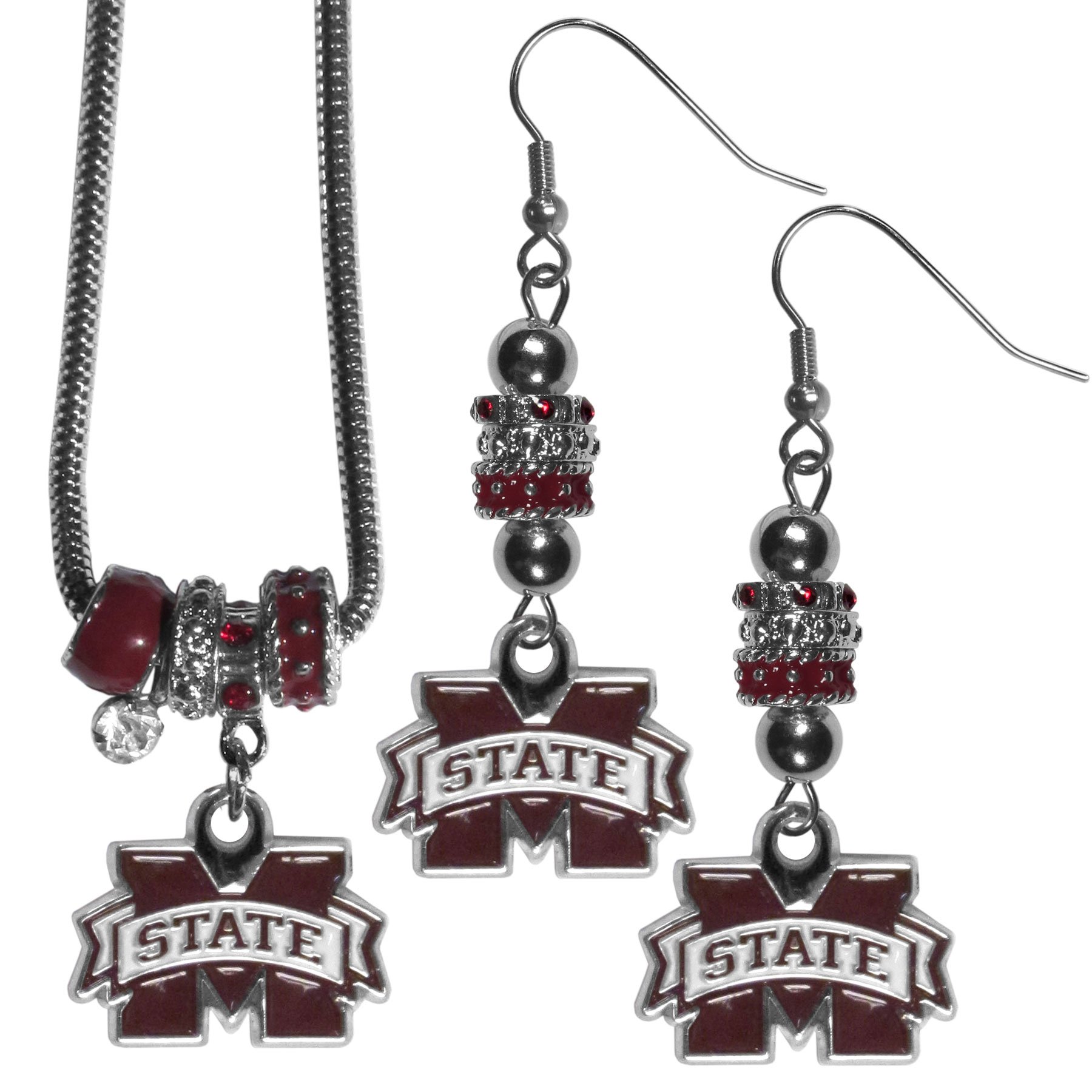 NCAA Women's Euro Bead Earrings and Necklace Set